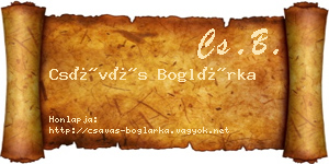 Csávás Boglárka névjegykártya